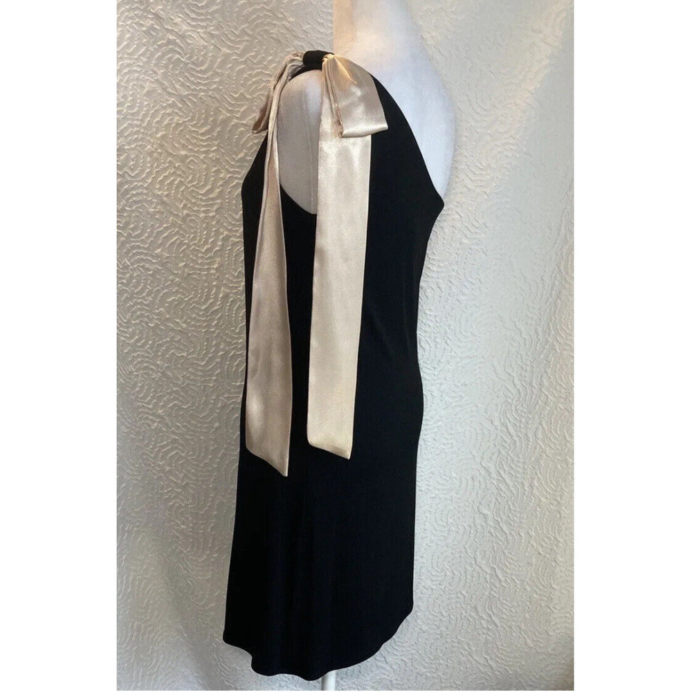 Laundry Black Dress One Shoulder With Shoulder Long Bow Size 2 coquette bow
